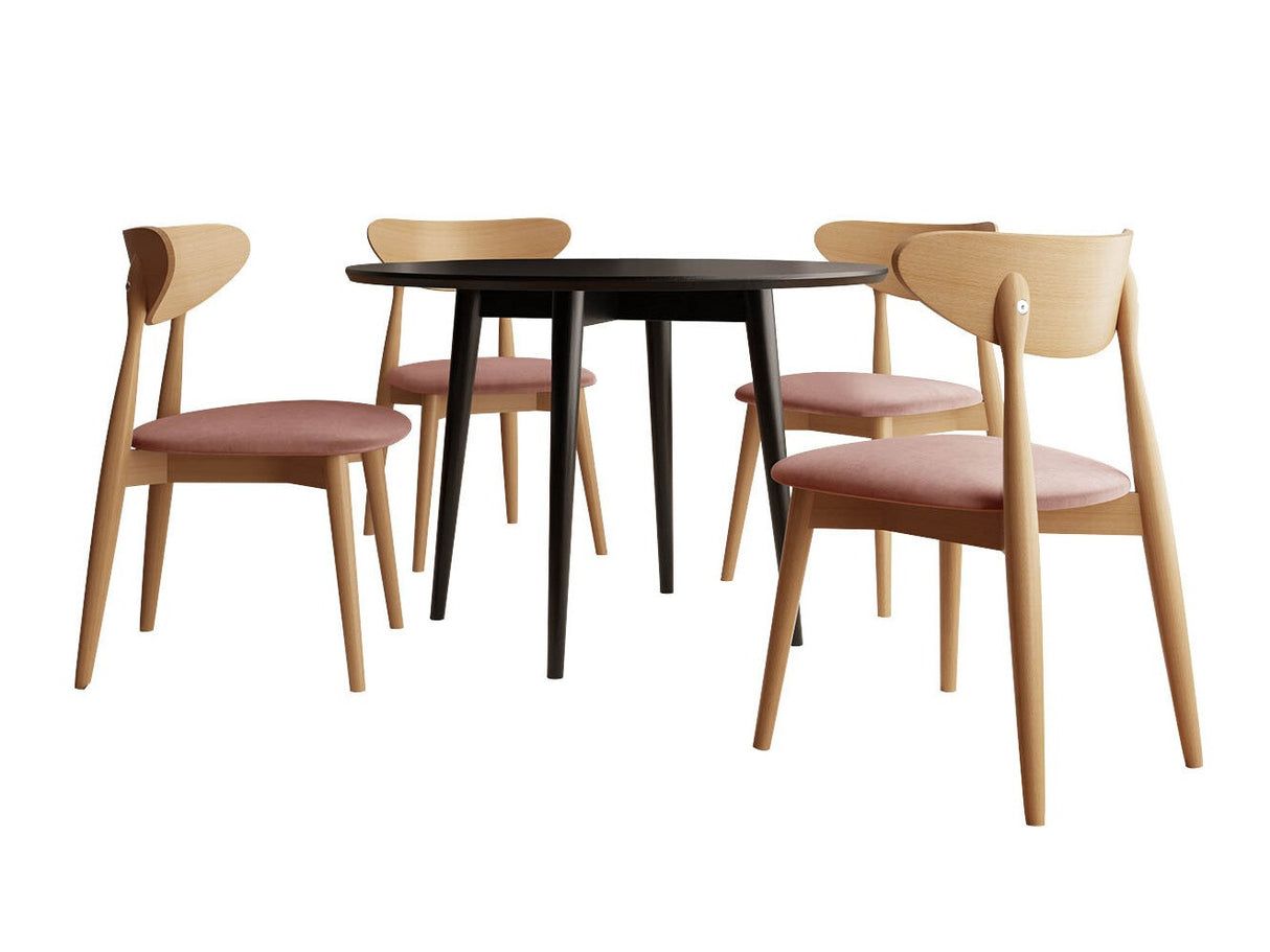 Étkezőgarnitúra Zestaw 01 4xS80 + INES FI, Asztal színe: Barna, Szék színe: Magic Velvet 2258 + Fekete