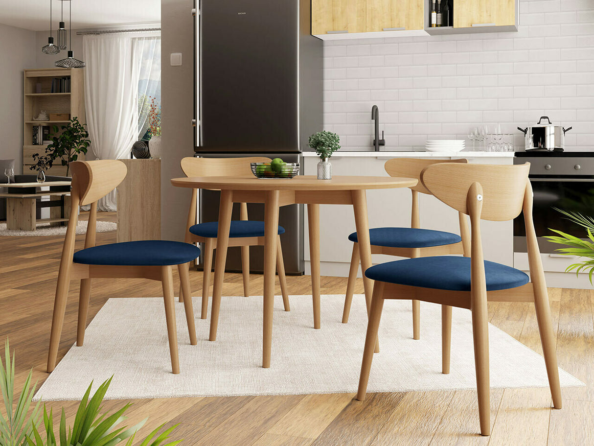 Étkezőgarnitúra Zestaw 01 4xS80 + INES FI, Asztal színe: Barna, Szék színe: Magic Velvet 2216 + Barna