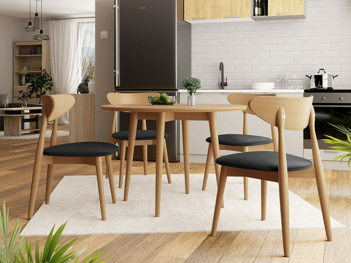 Étkezőgarnitúra Zestaw 01 4xS80 + INES FI, Asztal színe: Barna, Szék színe: Magic Velvet 2219 + Barna