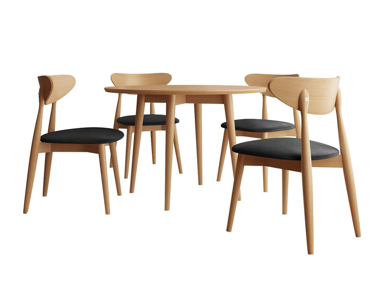 Étkezőgarnitúra Zestaw 01 4xS80 + INES FI, Asztal színe: Barna, Szék színe: Magic Velvet 2219 + Barna