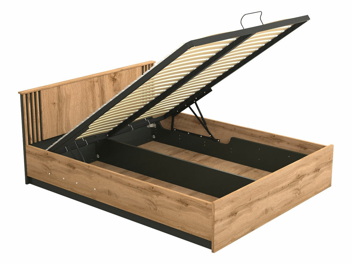 Ágy Łóżko LAMELO LA26 Dąb wotan + Czarny