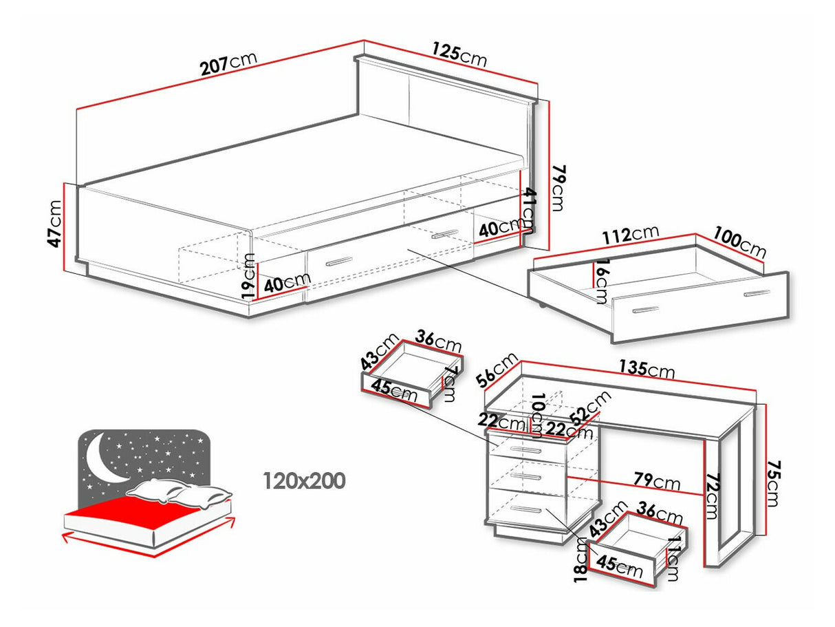 Hálószoba garnitúra Meble LAMELO VIII Dąb wotan + Czarny