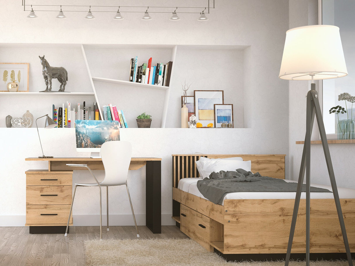 Hálószoba garnitúra Meble LAMELO VIII Dąb wotan + Czarny