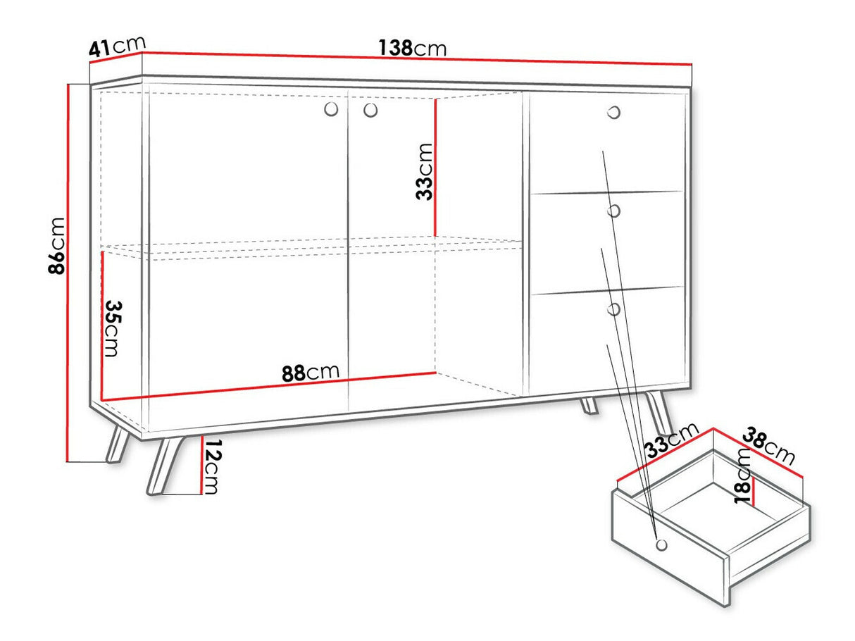 Komód SIENA 2D3S, Szín: Fekete