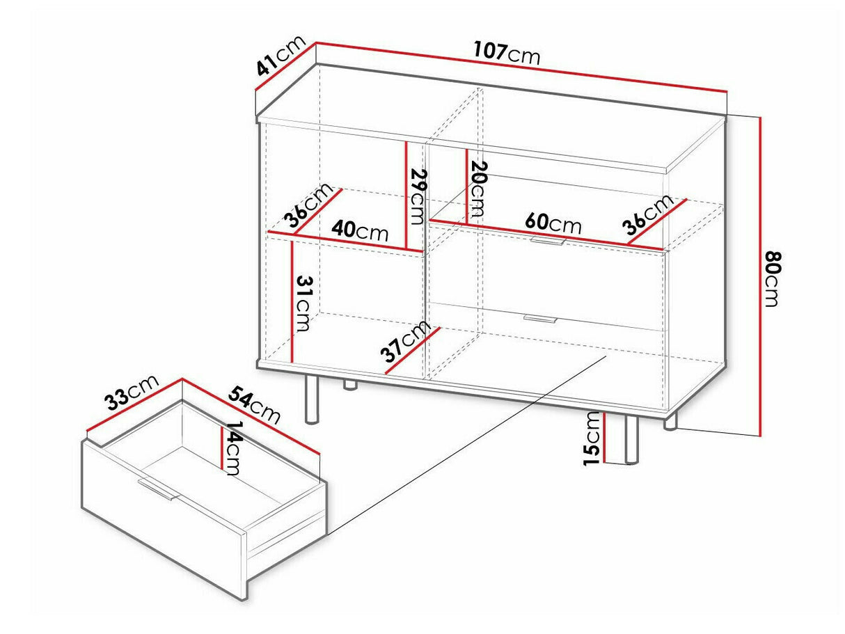 Komód K1D2SZ NUBIA, Szín: Fekete