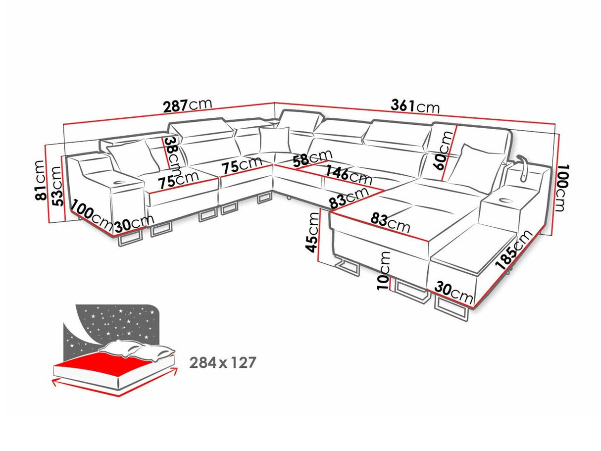 Sarokkanapé Narożnik ALICANTE VIII, Szín: Uttario Velvet 2979 + Uttario Velvet 2980, Változatok: Balos