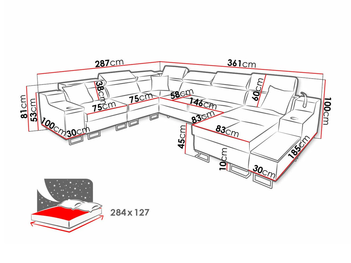 Sarokkanapé Narożnik ALICANTE VIII, Szín: Uttario Velvet 2955 + Uttario Velvet 2978, Változatok: Jobbos