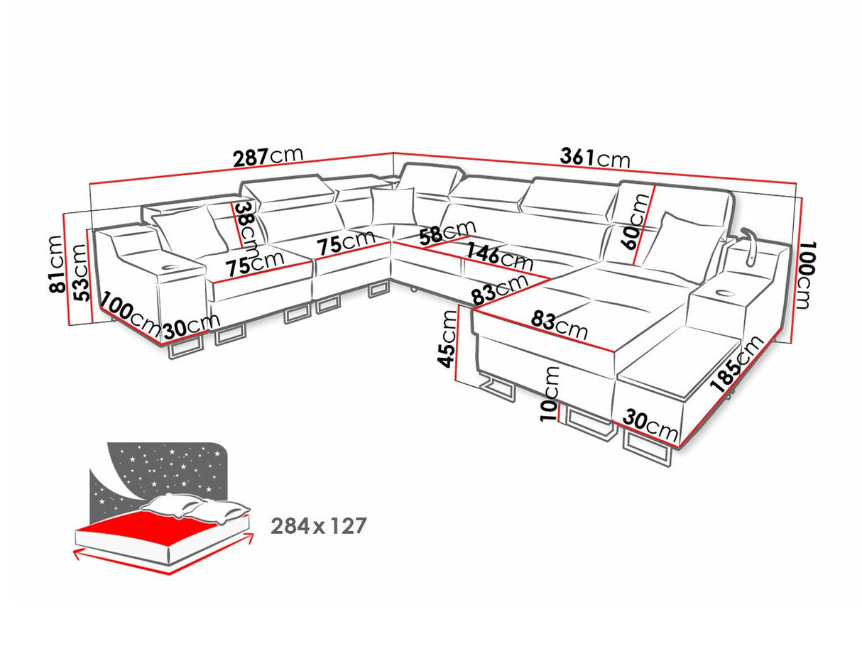 Sarokkanapé Narożnik ALICANTE VIII, Szín: Uttario Velvet 2951 + Uttario Velvet 2954, Változatok: Balos
