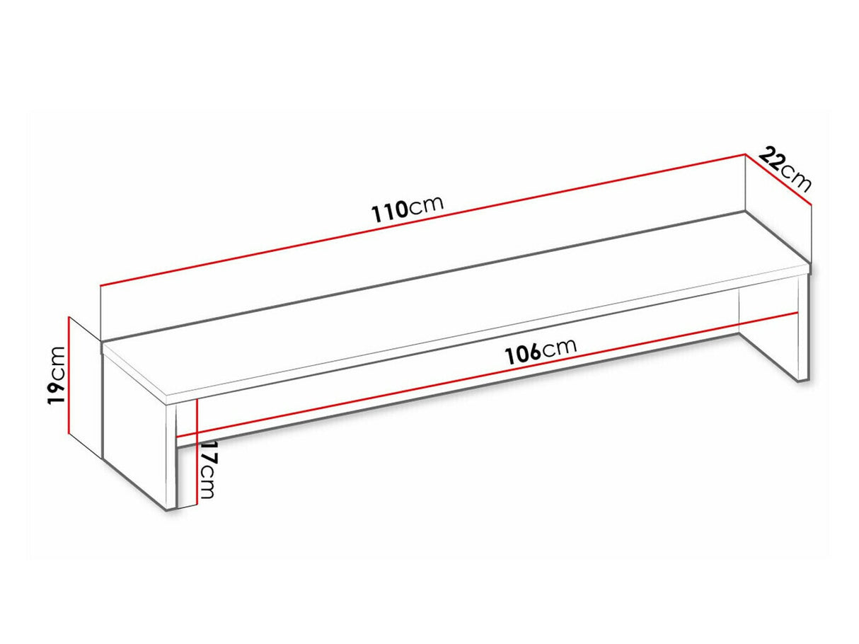 Könyvespolc TEEN FLEX TF-07 TF7RS - nadstawka biurka 110 z oświetleniem pomarańczowym - raw acél
