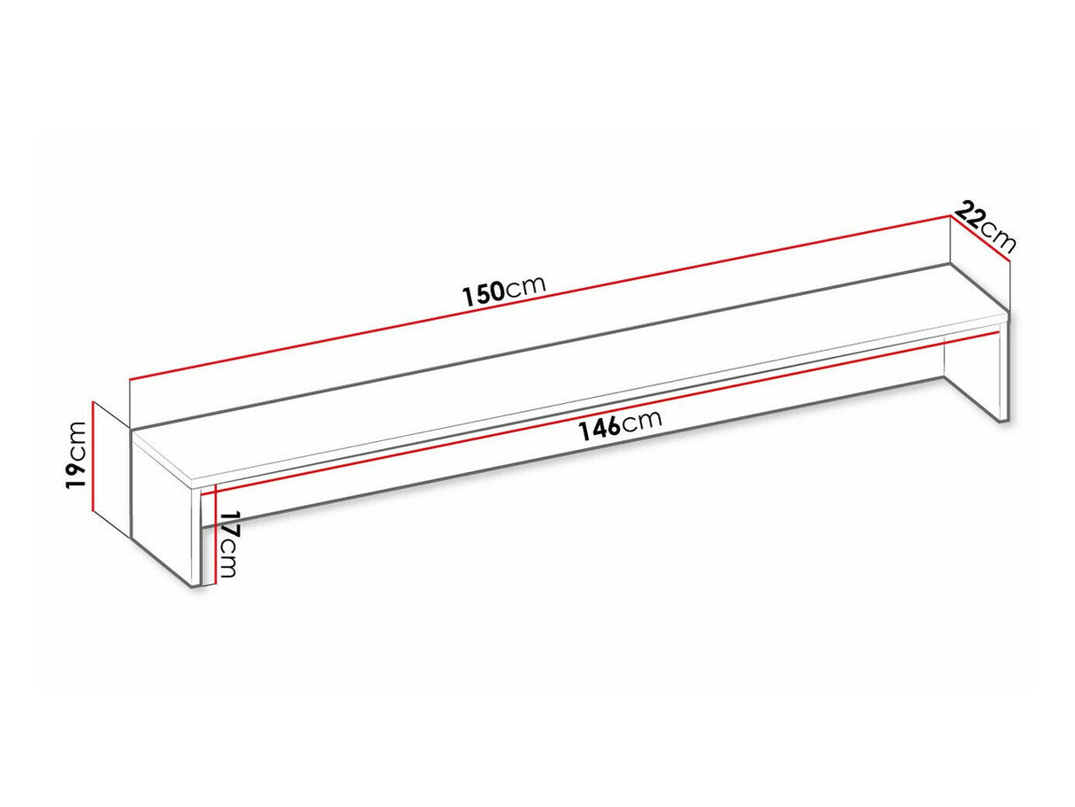 Könyvespolc TEEN FLEX TF-05 TF5RS - nadstawka biurka 150 z oświetleniem pomarańczowym - raw acél