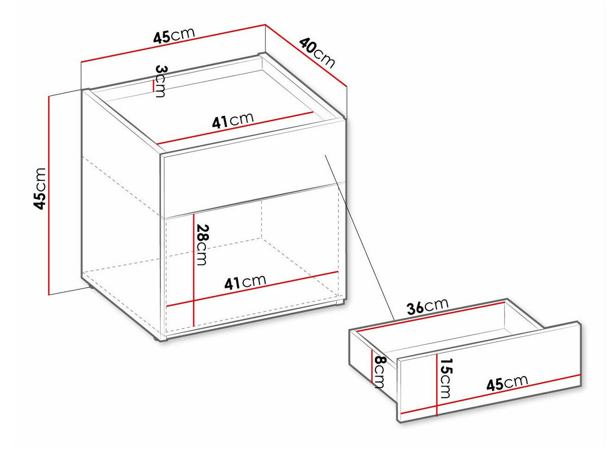 Éjjeliszekrény TEEN FLEX TF-18 TF18H - stolik nemcny - hikora naturalna