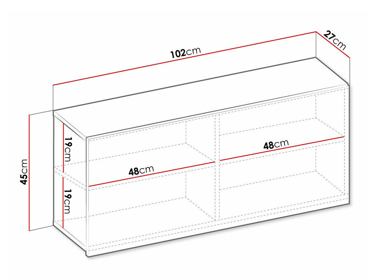 Fali szekrény TEEN FLEX TF-12 TF12H - hanging szekrény 1d - natural hickory
