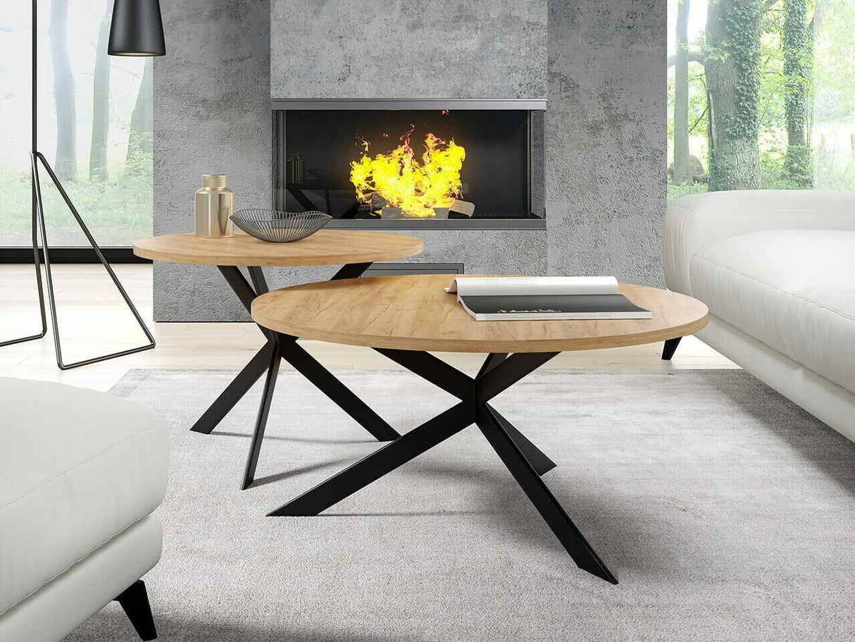 Dohányzóasztal szett Stolik LIBRE (Rakle), Szín: Kézműves aranytölgy + Fekete