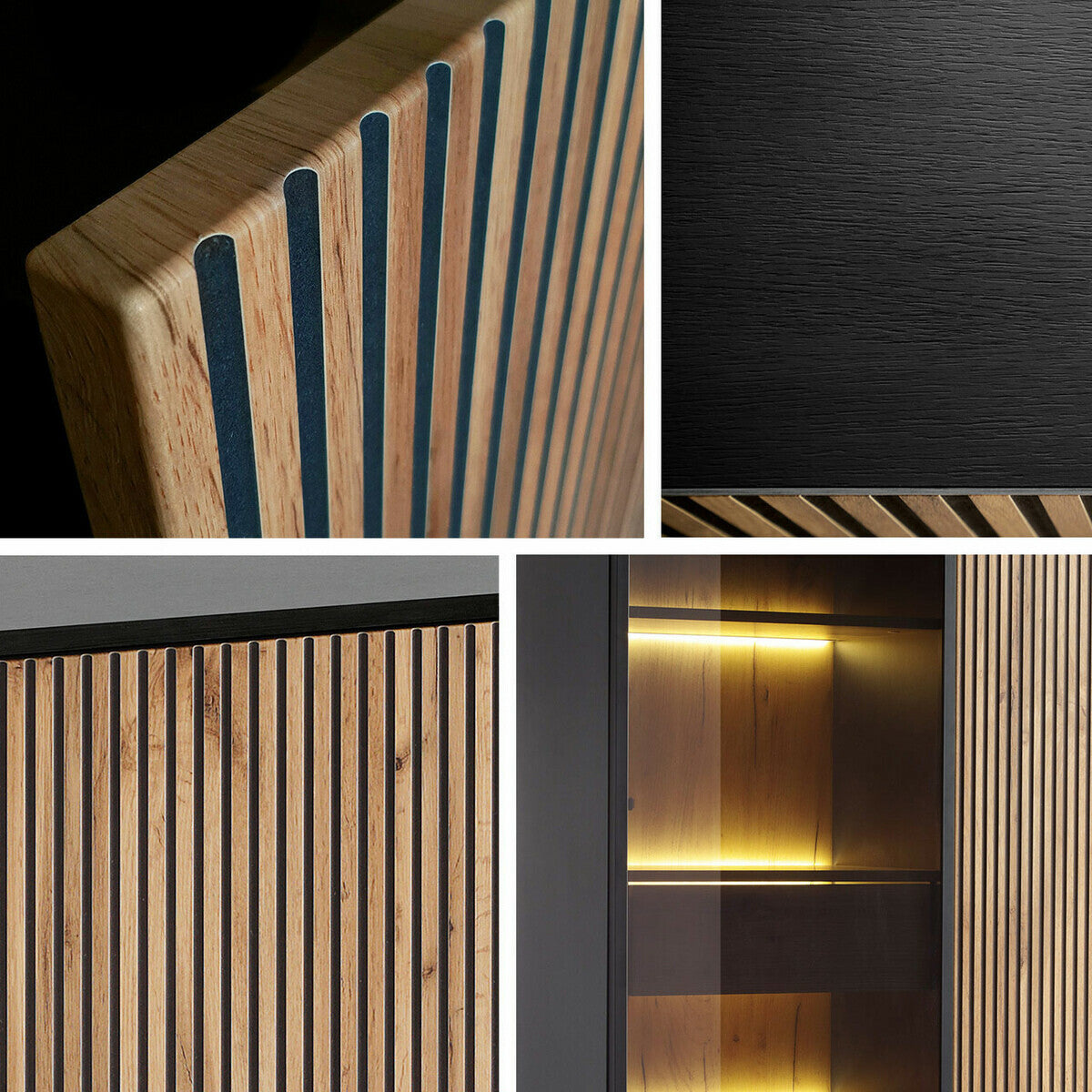 Szekrény Komód SENTO K104 + LED Czarny grafit/Dąb wotan (Dornis)