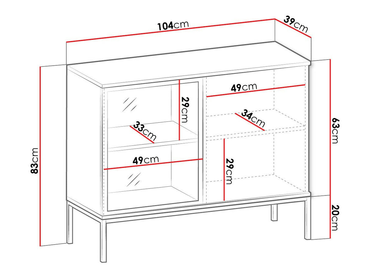 Szekrény Komód SENTO K104 + LED Czarny grafit/Dąb wotan (Dornis)