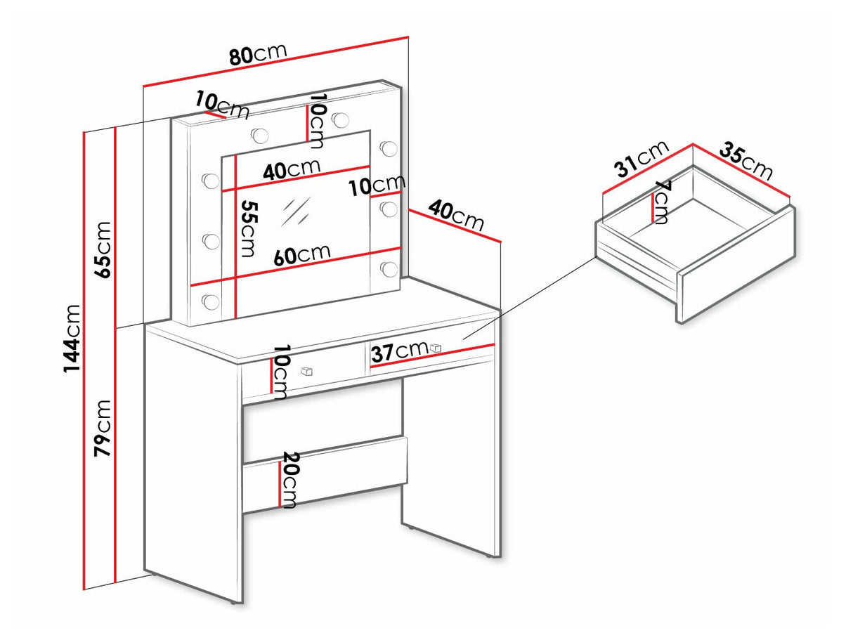 Fésülködő asztal Toaletka MARLIVIA Kasmír