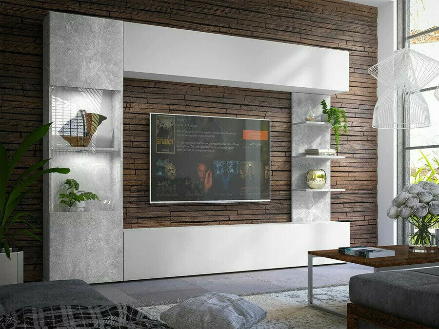 Nappali szett LAZANDO, Led világítás: Igen, Szín: Fehér + Beton