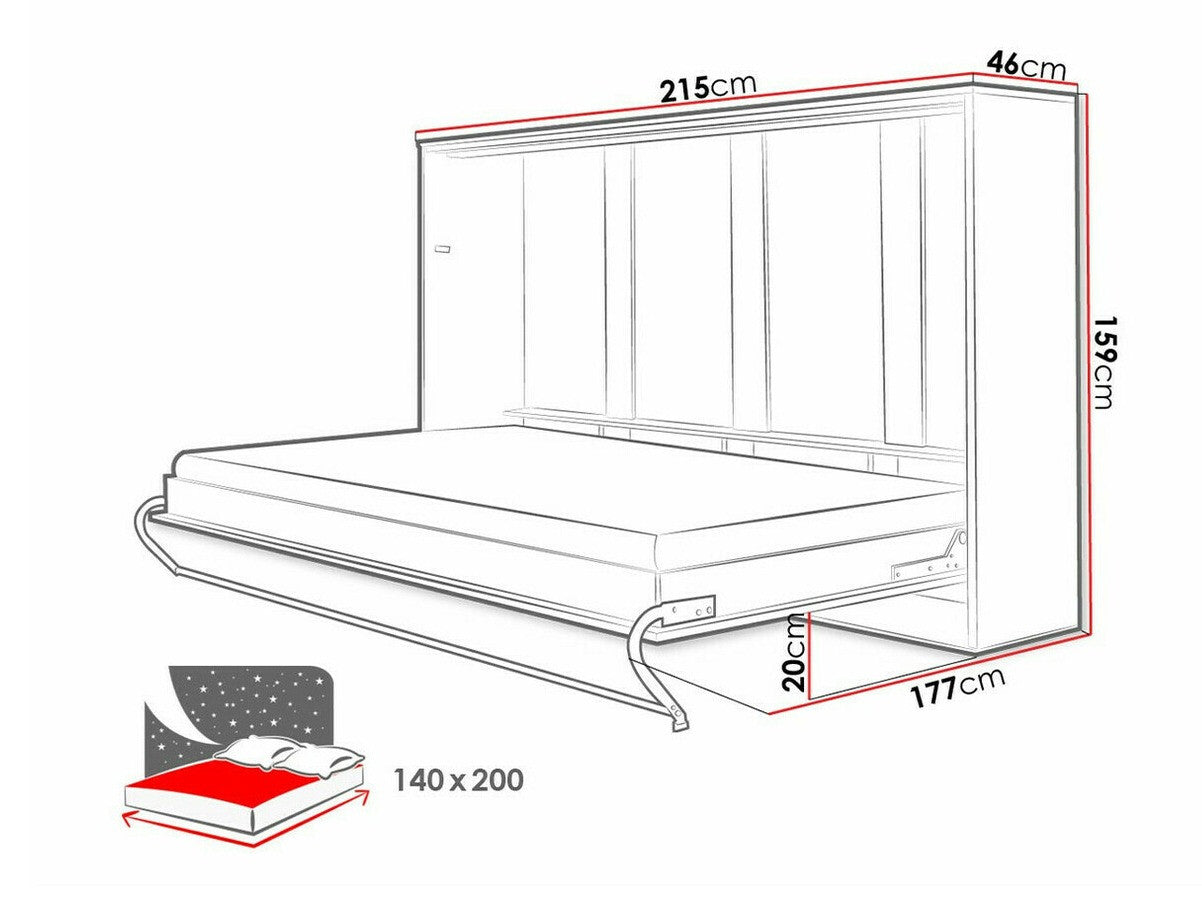 Szekrényágy CONCEPT PRO CP-04 I, Szín: Fehér, Alvó felület mérete: 140 x 200 cm