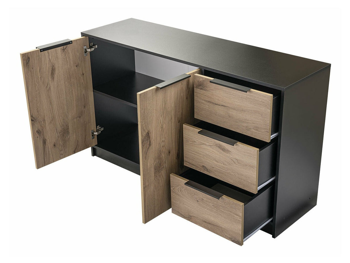 Komód Komoda LATI 2D3S Czarny/Dąb Viking