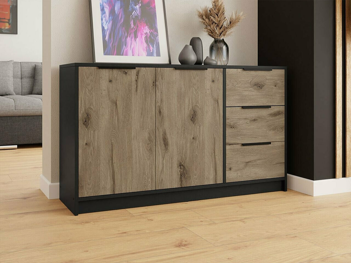 Komód Komoda LATI 2D3S Czarny/Dąb Viking