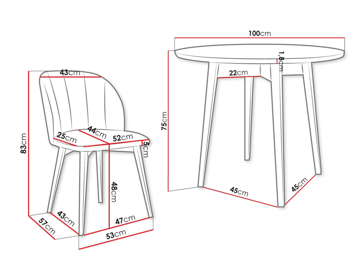 Étkezőgarnitúra Zestaw 04 4xS100 SKANDI FI, Szék színe: Fekete + Magic Velvet 2216, Asztal színe: Fekete