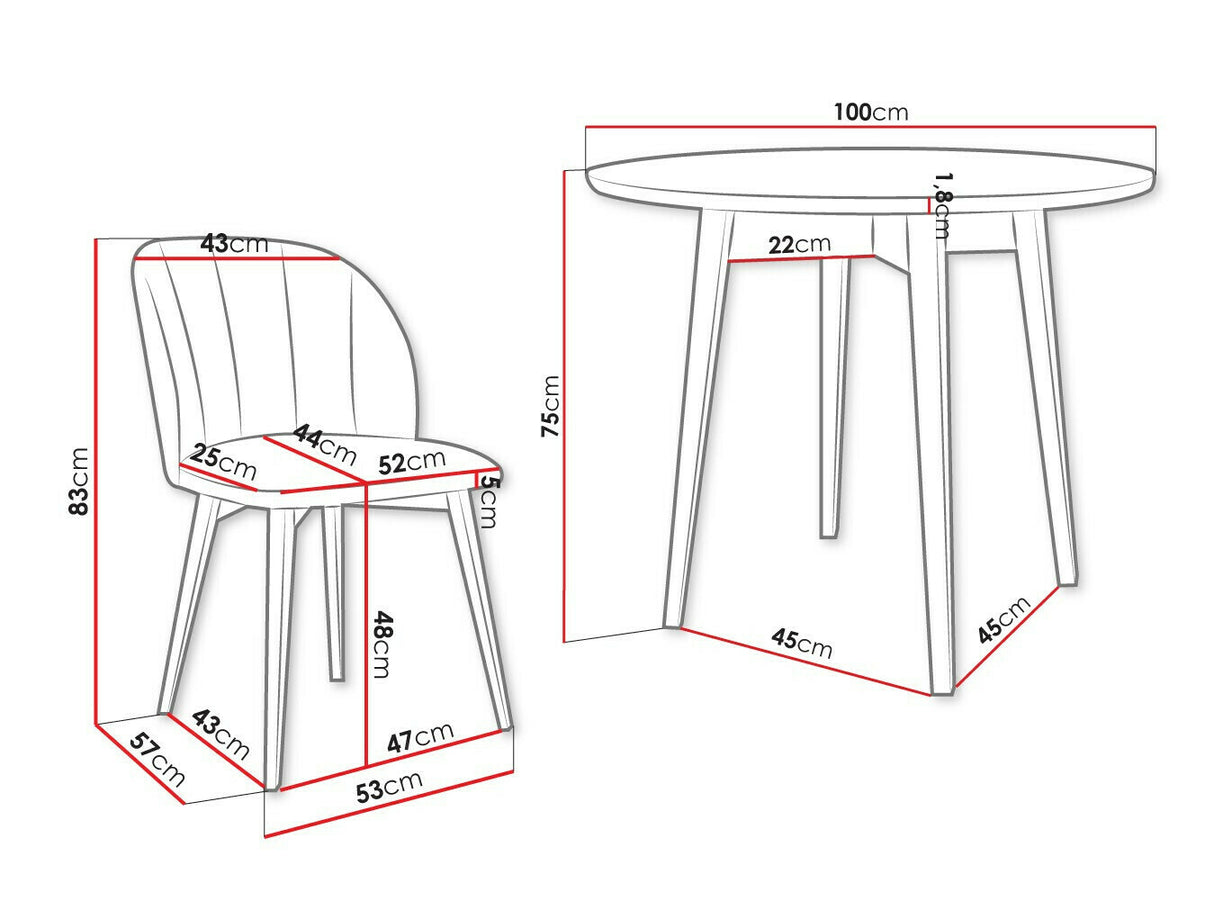 Étkezőgarnitúra Zestaw 04 4xS100 SKANDI FI, Szék színe: Barna + Magic Velvet 2250, Asztal színe: Fekete