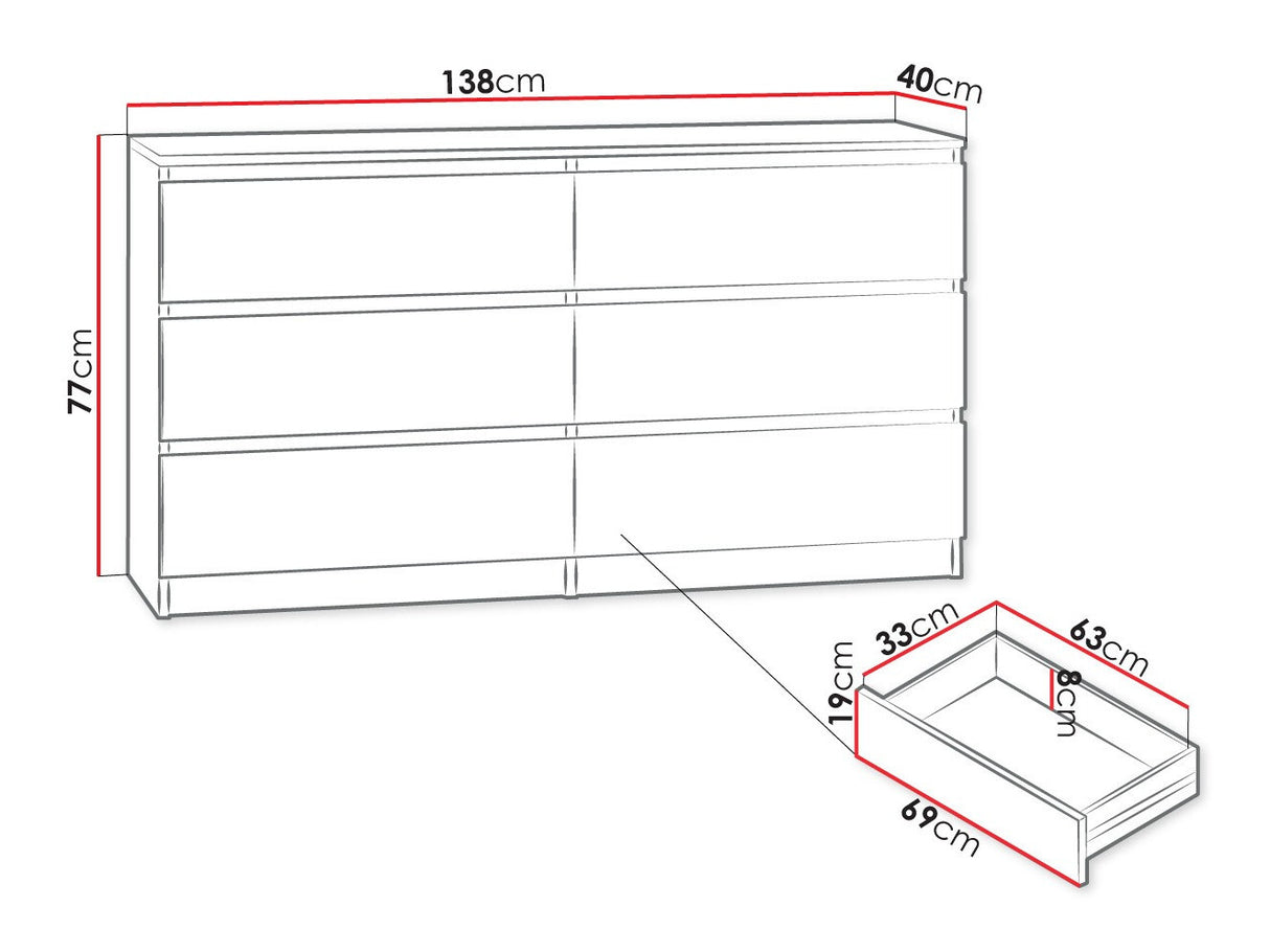 Komód MALWA M6 (Osko OK6), Szín: Fehér