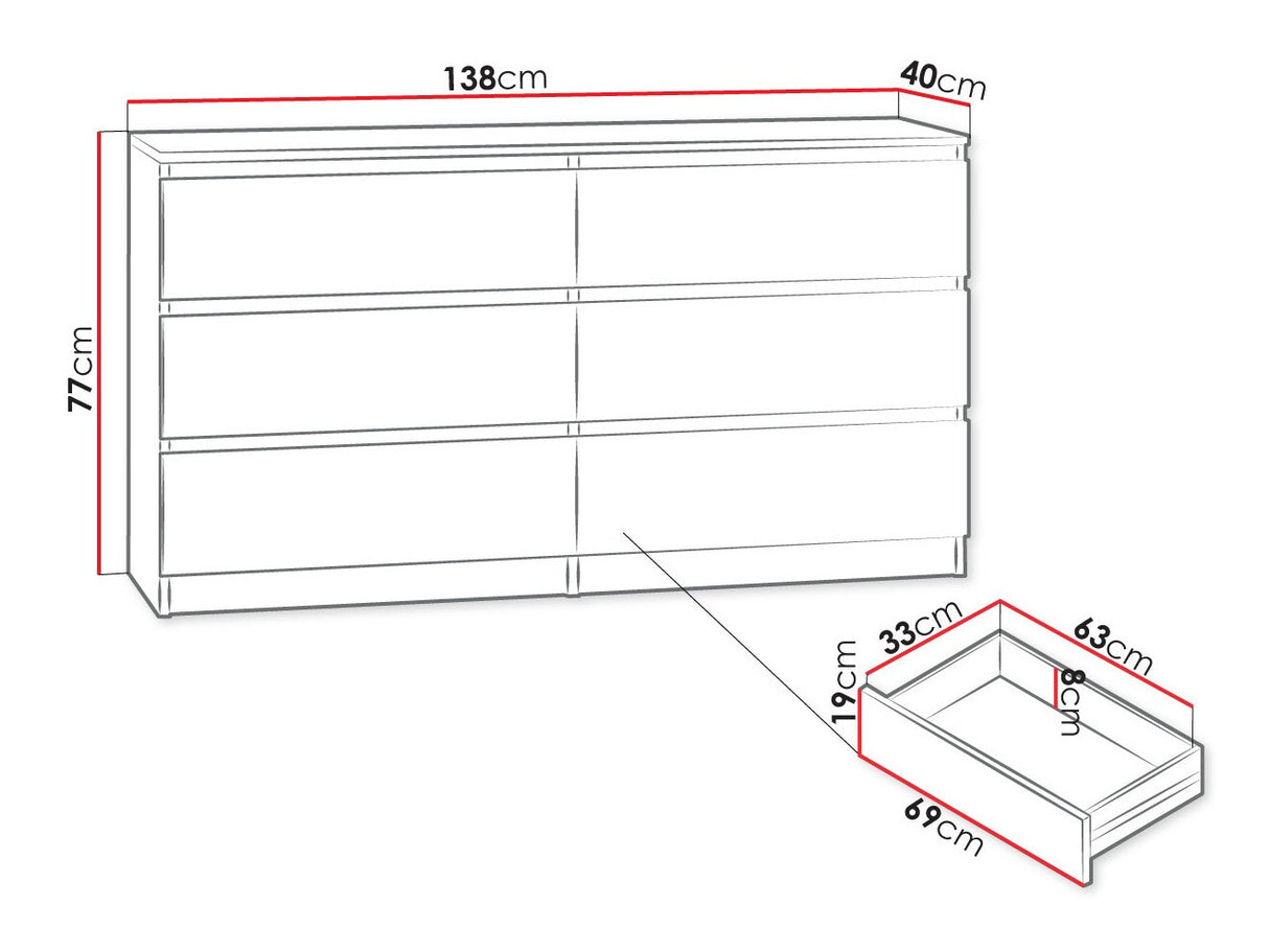 Komód MALWA M6 (Osko OK6), Szín: Sonoma tölgy