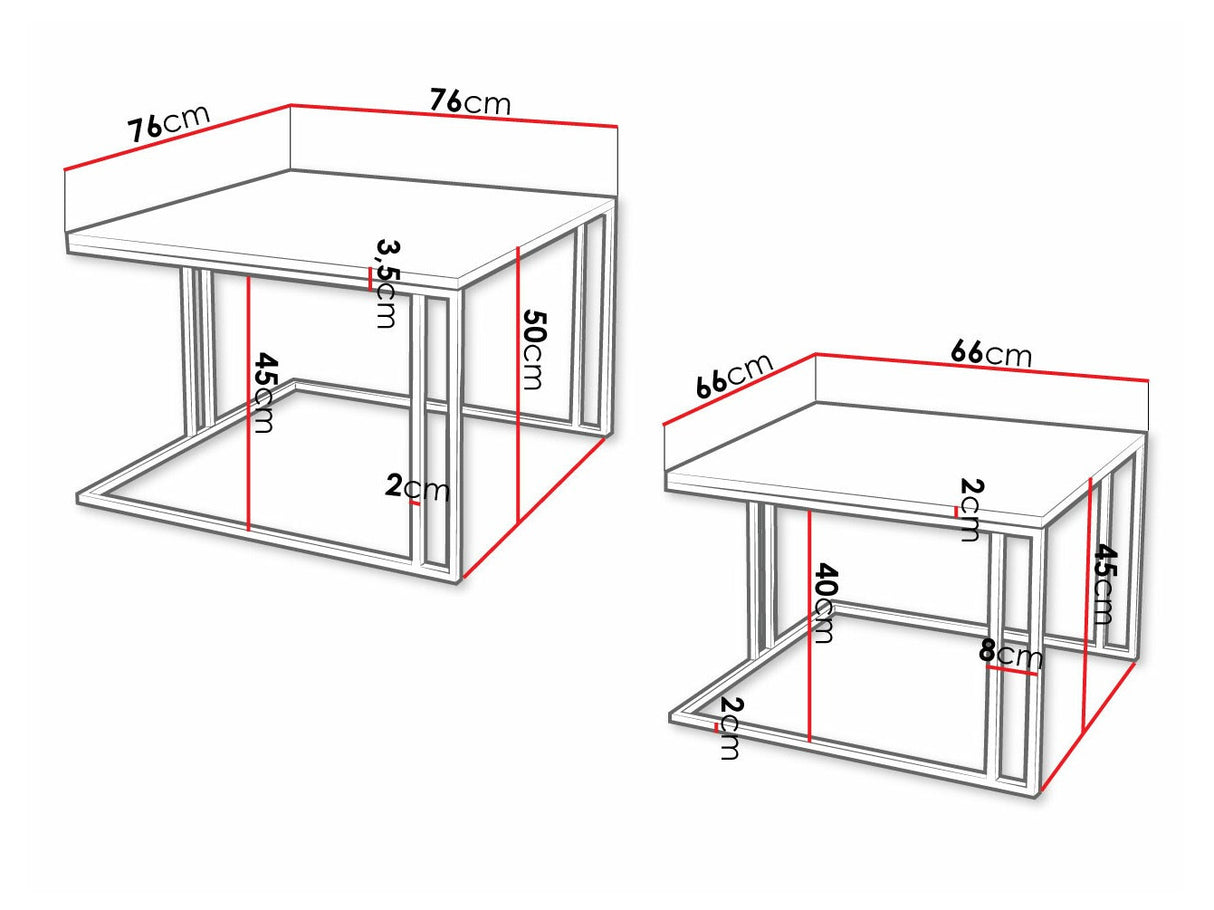 Dohányzóasztal szett Stolik ASTRO NEW, Szín: Fehér + Fekete