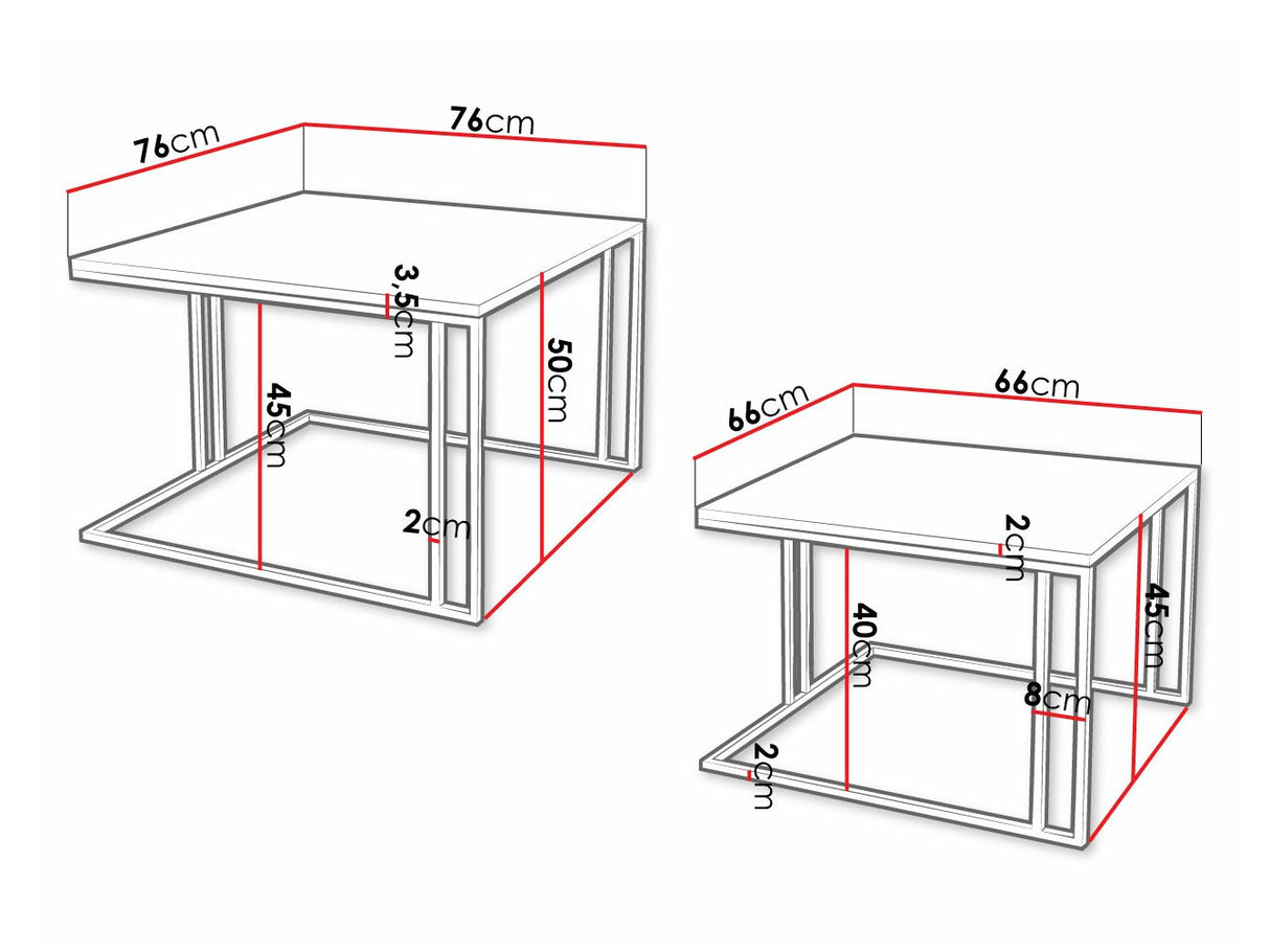 Dohányzóasztal szett Stolik ASTRO NEW, Szín: Fehér márvány + Fekete