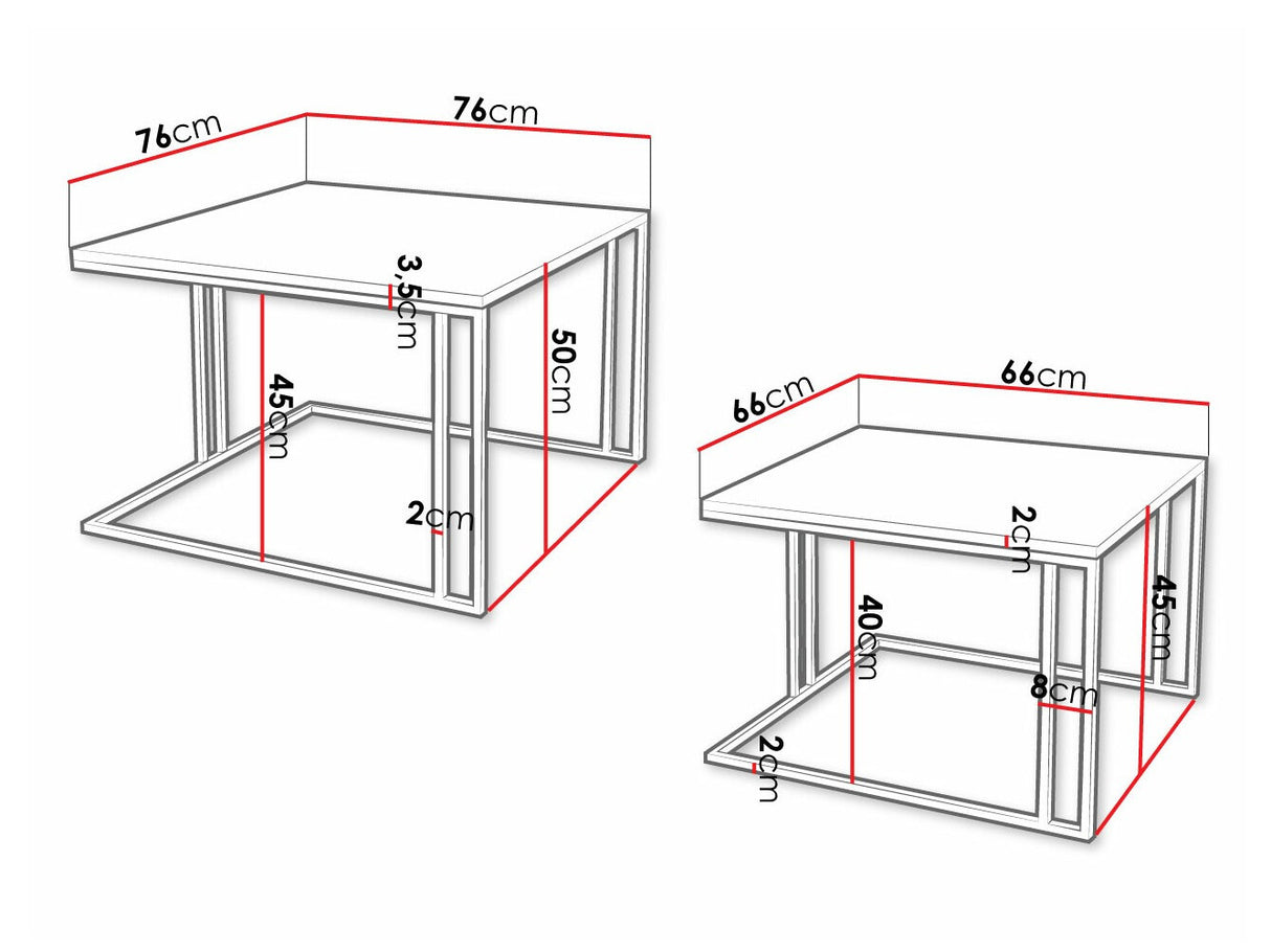 Dohányzóasztal szett Stolik ASTRO NEW, Szín: Fehér + Aranysárga