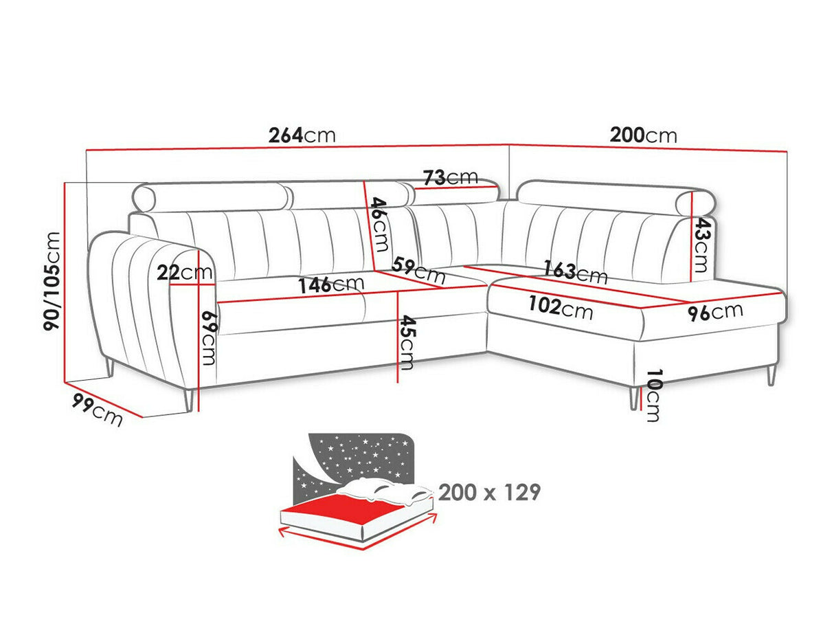 Sarokkanapé Narożnik FORIO L, Szín: Kronos 19, Változatok: Balos