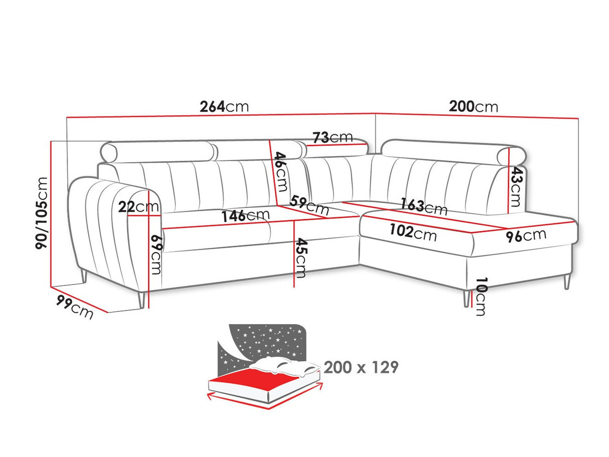 Sarokkanapé Narożnik FORIO L, Szín: Kronos 22, Változatok: Balos