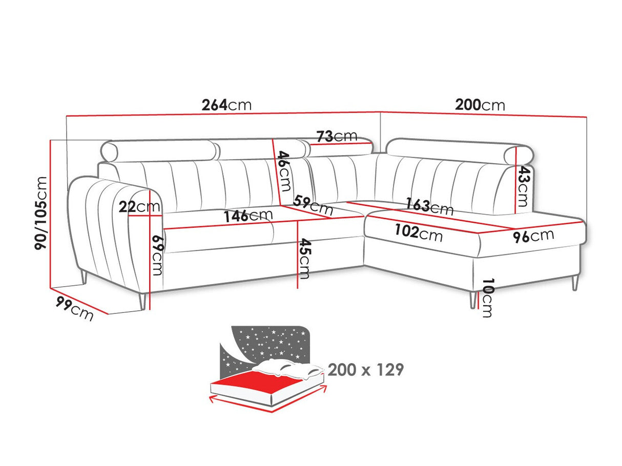 Sarokkanapé Narożnik FORIO L, Szín: Kronos 22, Változatok: Jobbos