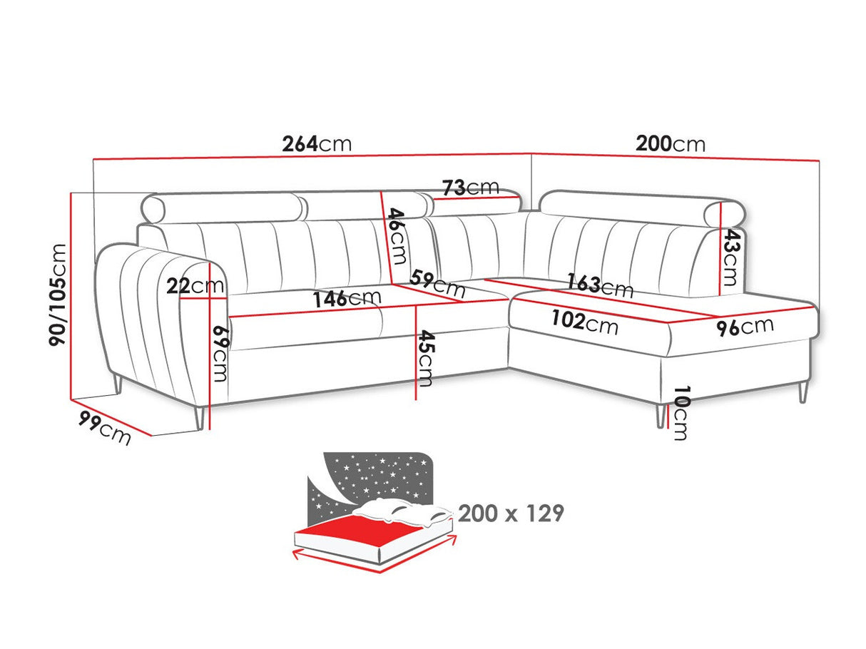 Sarokkanapé Narożnik FORIO L, Szín: Kronos 29, Változatok: Jobbos