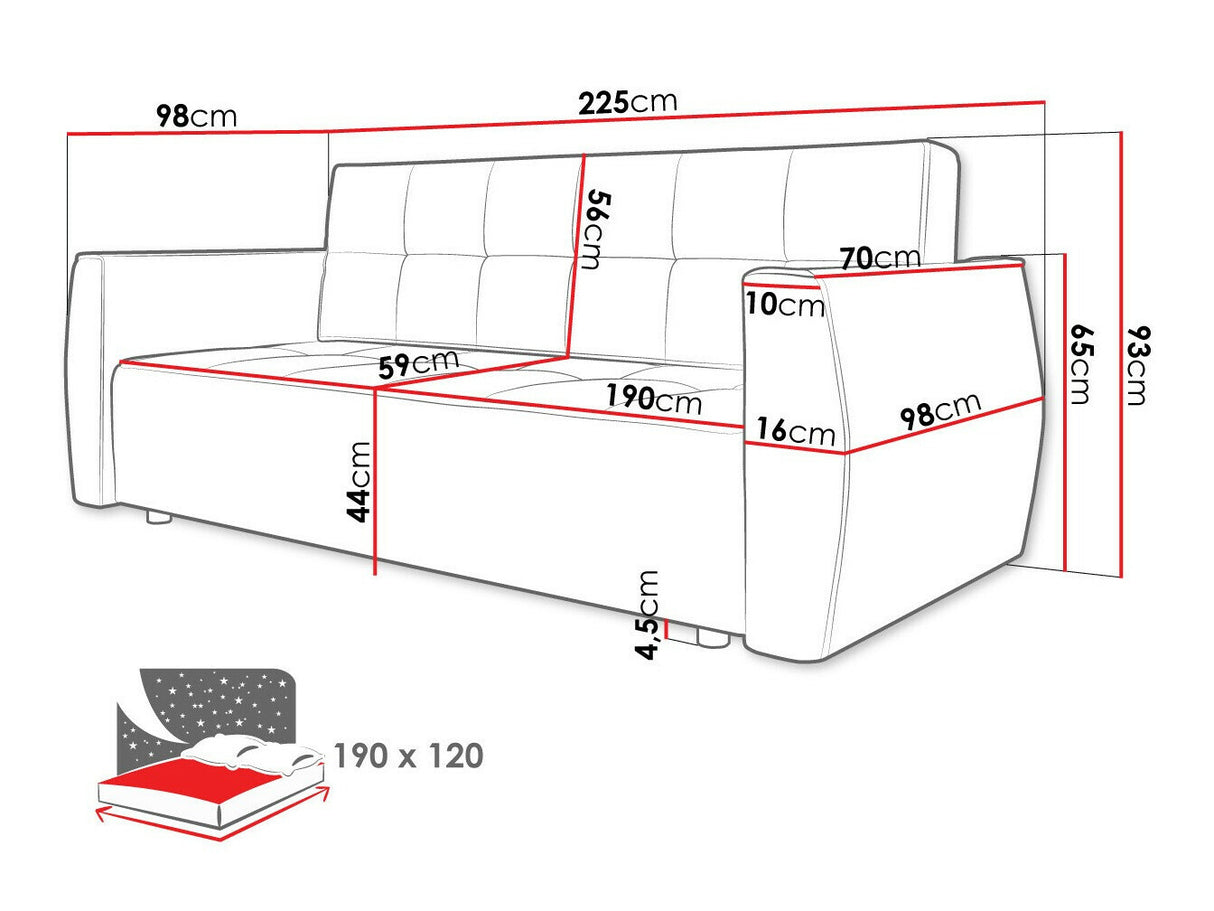 Kanapéágy Wersalka POSSO, Szín: Poso 14 + Kronos 14