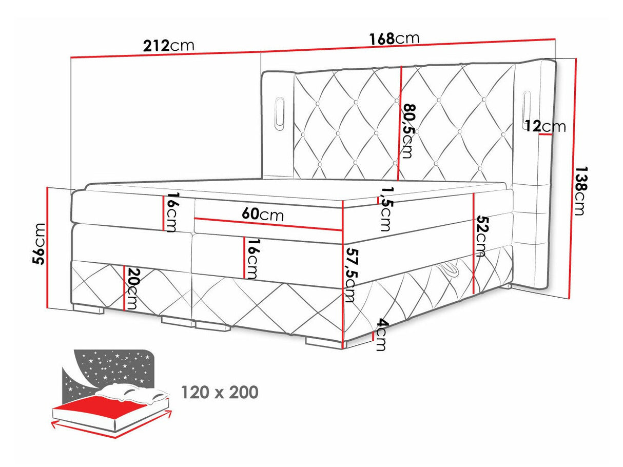 Kontinentális ágy FOCUS LUX (Banjul Lux), Szín: Kameleon 84, Alvó felület mérete: 120 x 200 cm