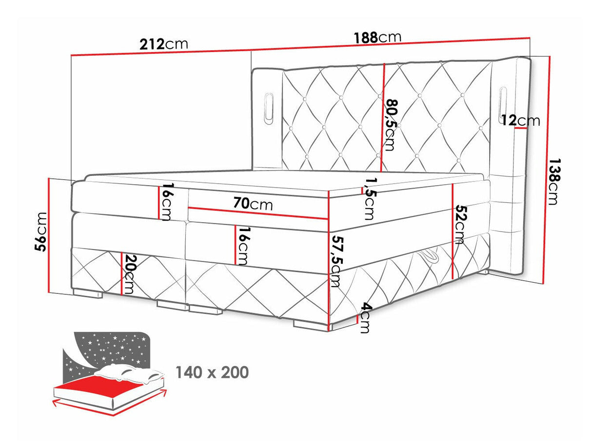 Kontinentális ágy FOCUS LUX (Banjul Lux), Szín: Kameleon 04, Alvó felület mérete: 140 x 200 cm