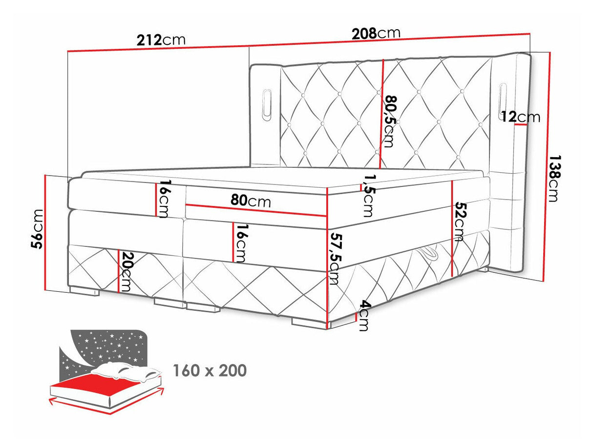 Kontinentális ágy FOCUS LUX (Banjul Lux), Szín: Kameleon 04, Alvó felület mérete: 160 x 200 cm