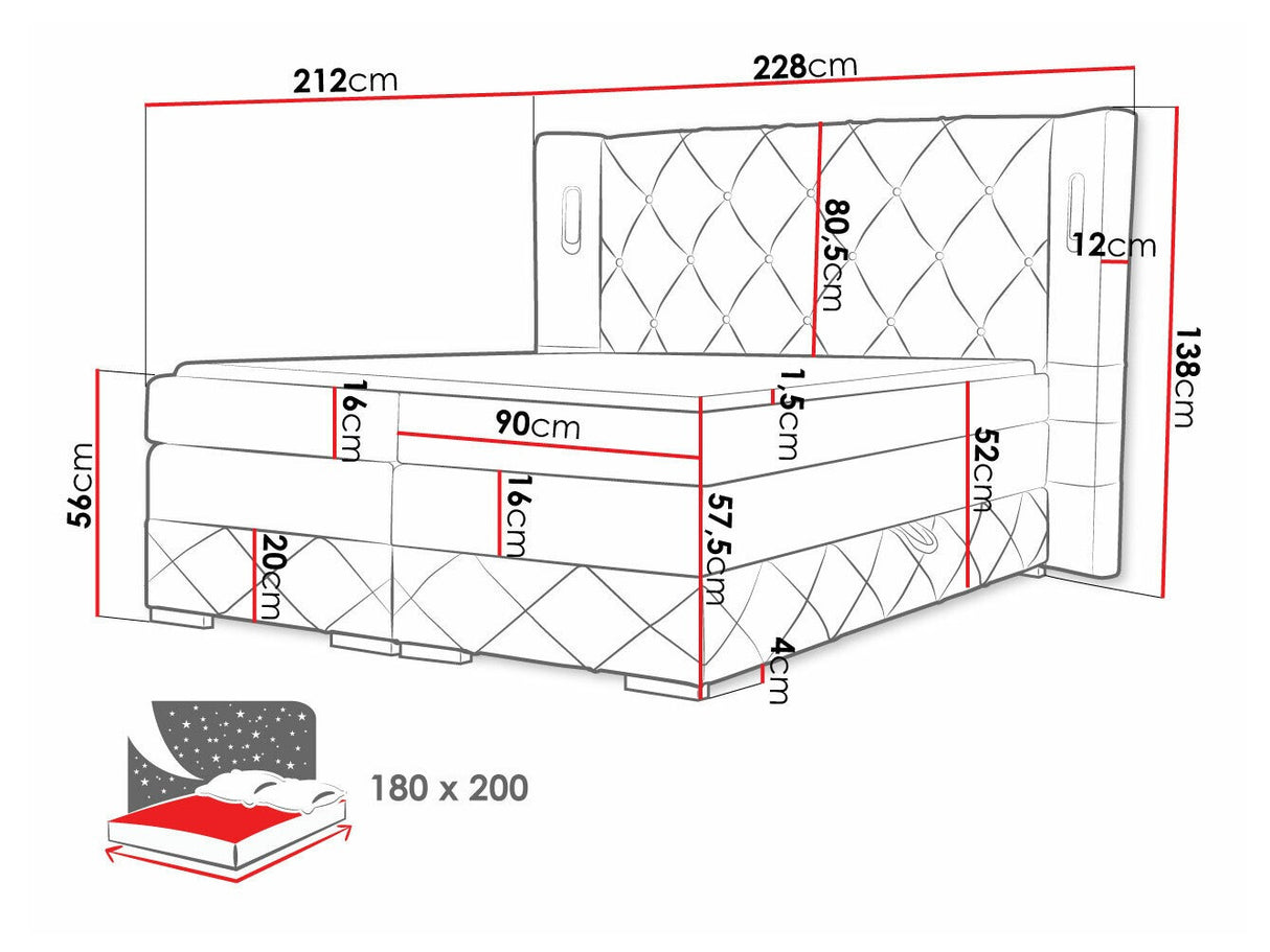 Kontinentális ágy FOCUS LUX (Banjul Lux), Szín: Kameleon 59, Alvó felület mérete: 180 x 200 cm