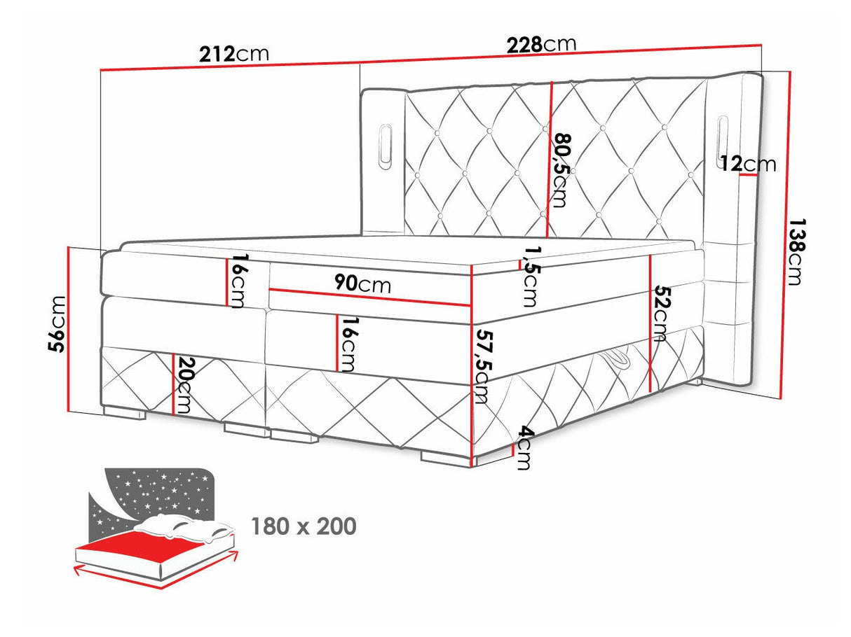 Kontinentális ágy FOCUS LUX (Banjul Lux), Szín: Kameleon 92, Alvó felület mérete: 180 x 200 cm