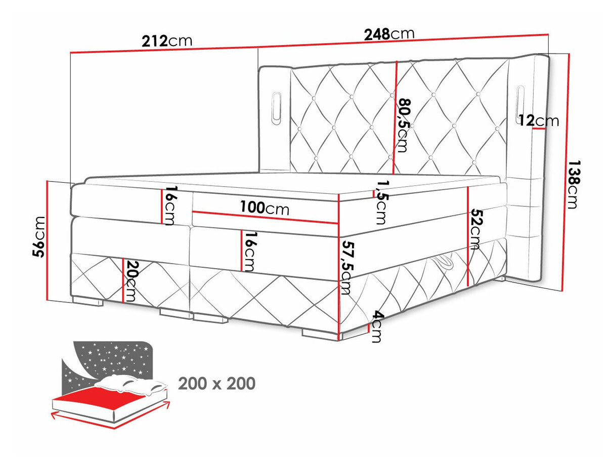 Kontinentális ágy FOCUS LUX (Banjul Lux), Szín: Kameleon 04, Alvó felület mérete: 200 x 200 cm