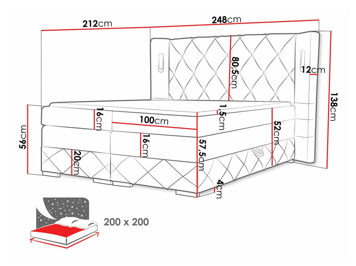 Kontinentális ágy FOCUS LUX (Banjul Lux), Szín: Kameleon 48, Alvó felület mérete: 200 x 200 cm