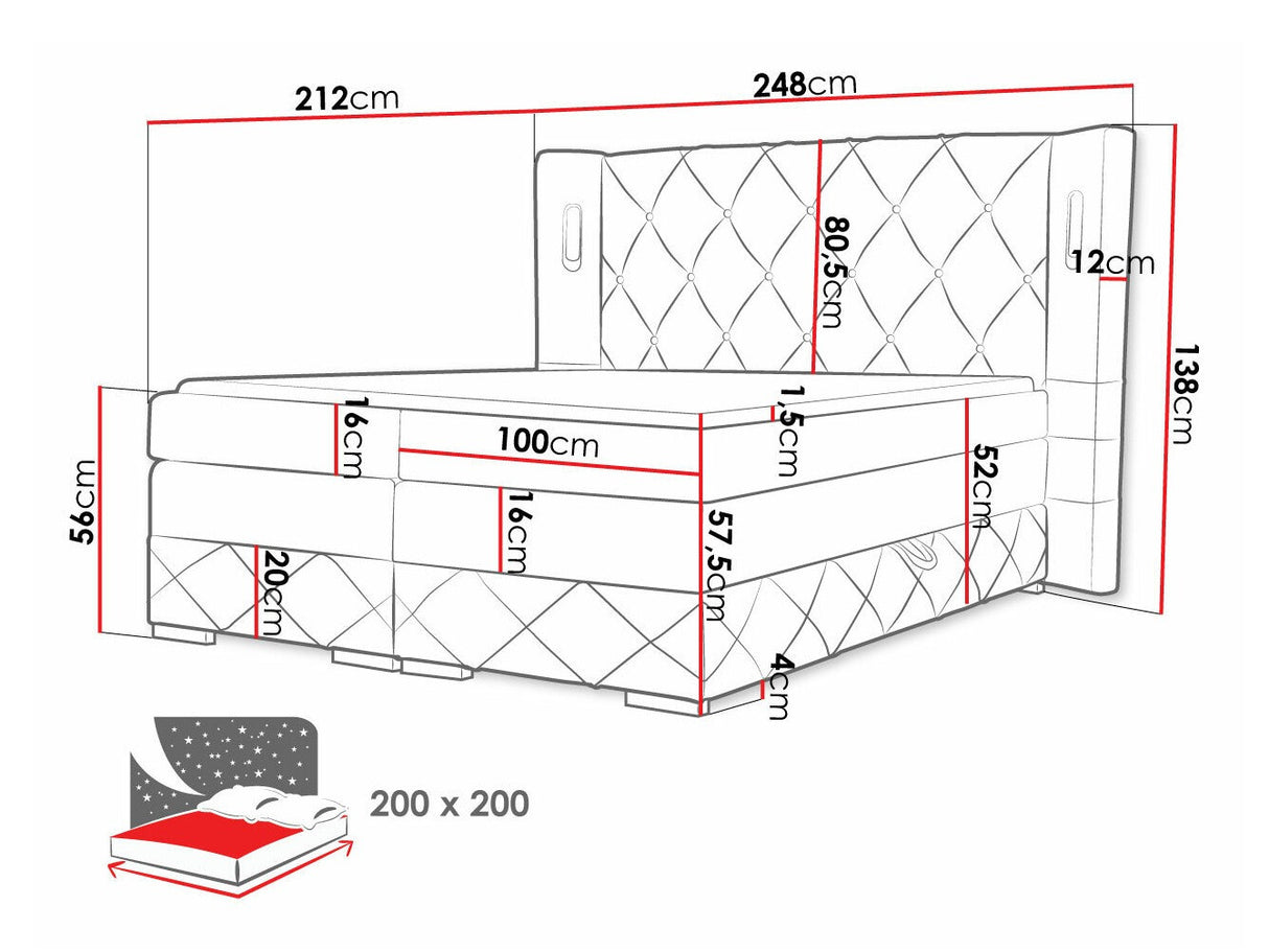 Kontinentális ágy FOCUS LUX (Banjul Lux), Szín: Kameleon 92, Alvó felület mérete: 200 x 200 cm
