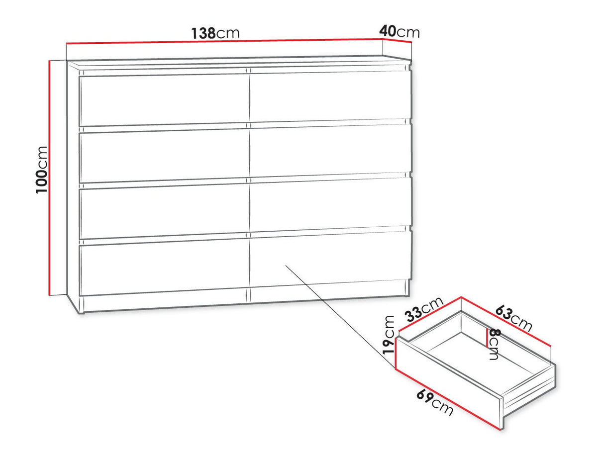 Komód MALWA M8 (Osko OK8), Szín: Fehér