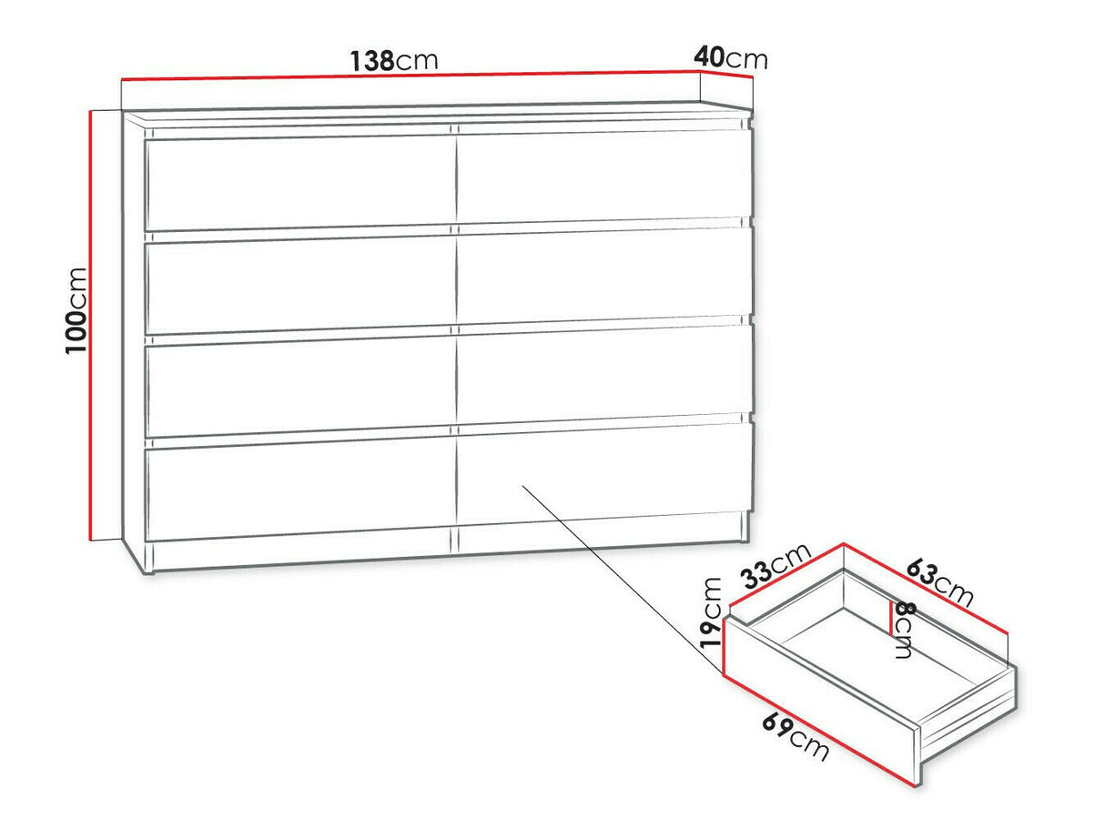Komód MALWA M8 (Osko OK8), Szín: Fekete