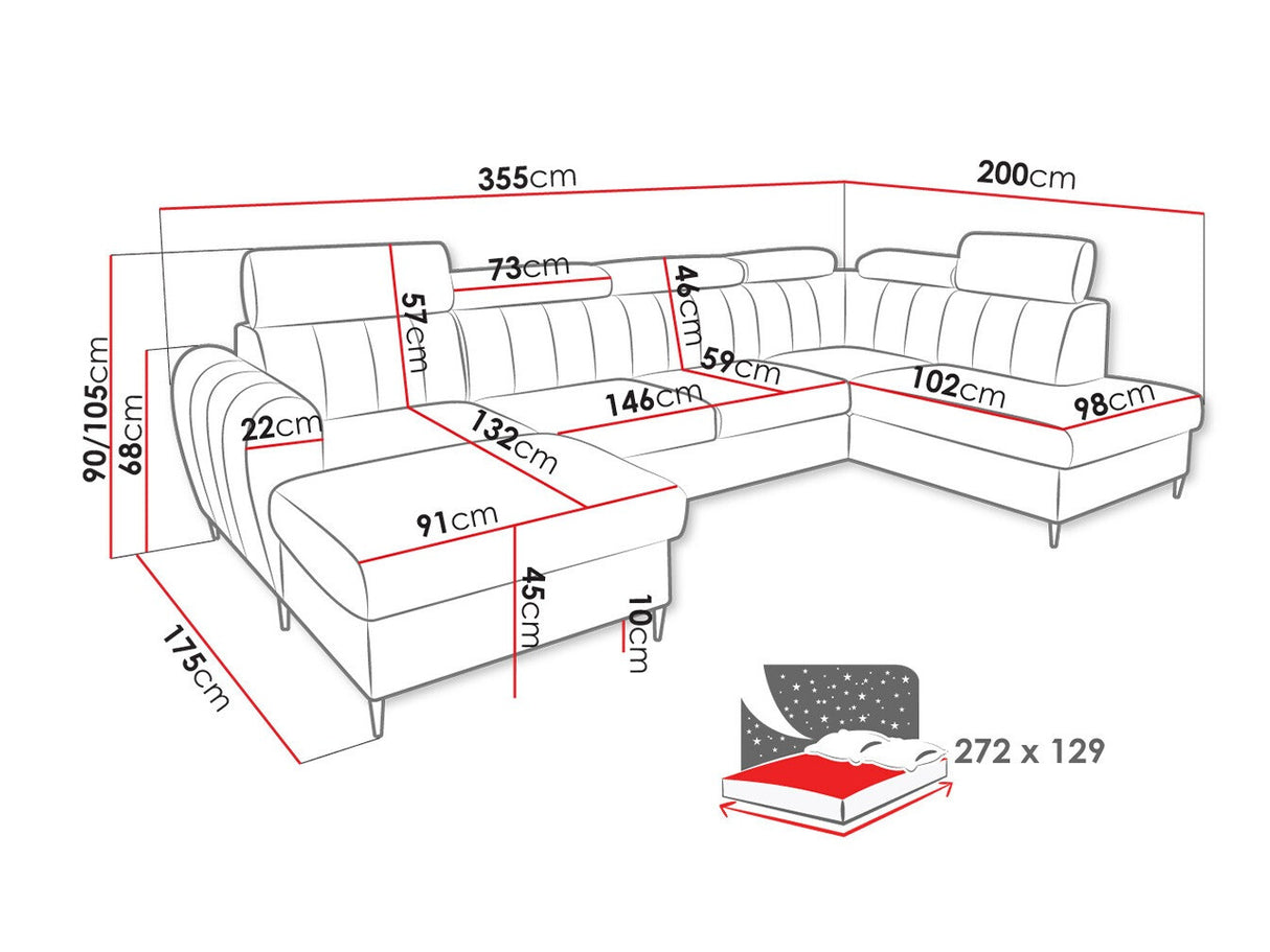 Sarokkanapé Narożnik FORIO XL, Szín: Kronos 19, Változatok: Jobbos