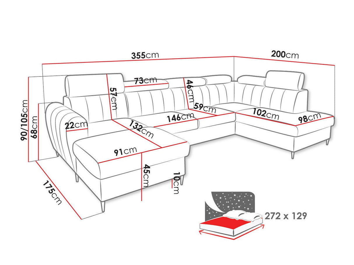Sarokkanapé Narożnik FORIO XL, Szín: Kronos 22, Változatok: Balos
