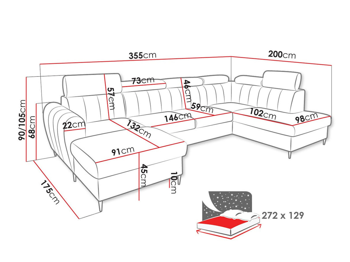 Sarokkanapé Narożnik FORIO XL, Szín: Kronos 29, Változatok: Jobbos