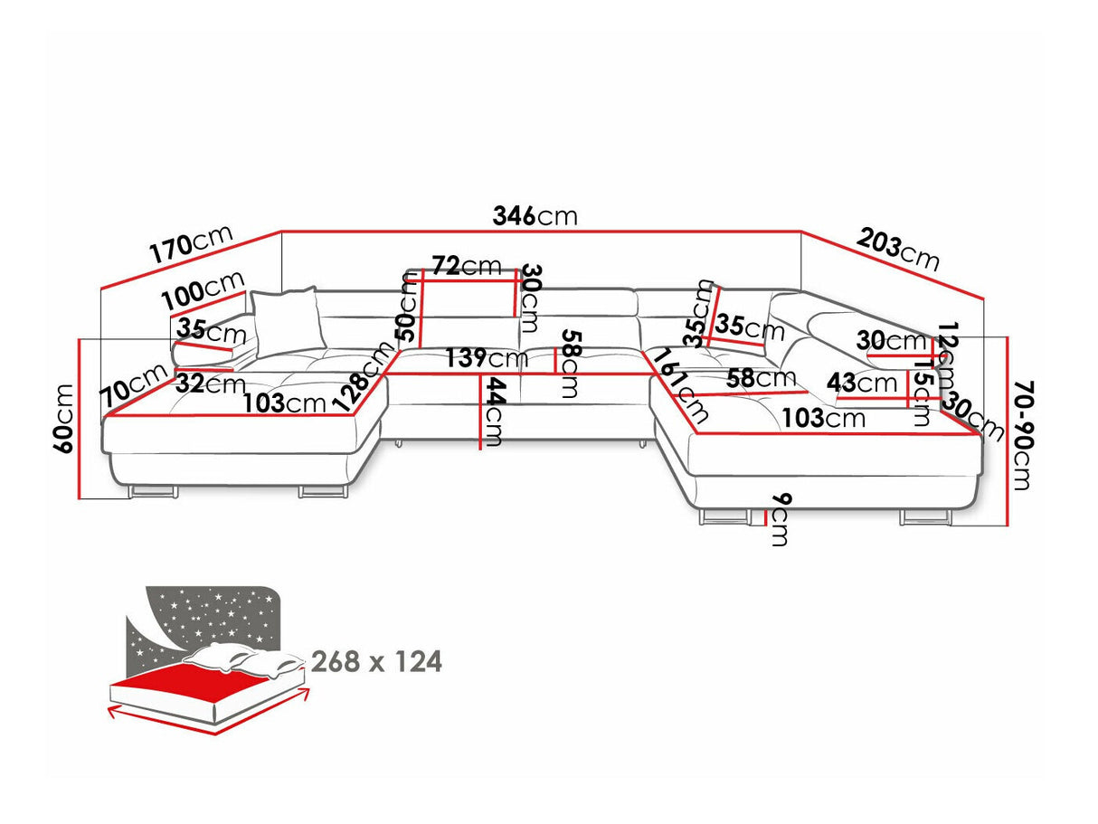 Sarokkanapé Narożnik TOREZIO BIS, Szín: Poso 14, Változatok: Balos